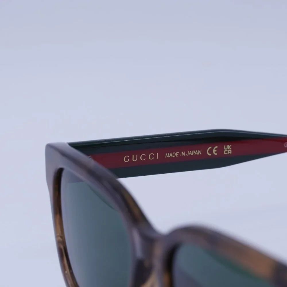 Gucci GG1872SK 003 Sunglasses Brown Havana/Green/Red Square Frames, Green Lenses